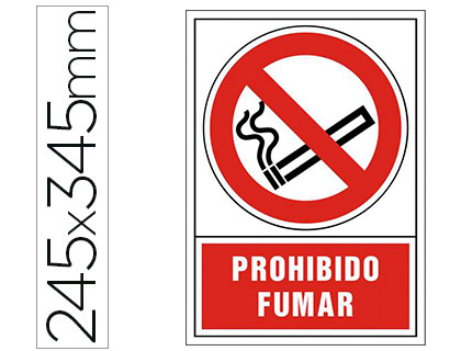 Pictograma señal PROHIBIDO FUMAR PVC 24,5x34,5cm.